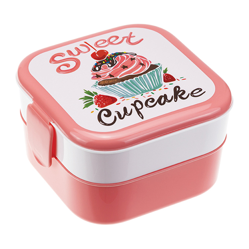 Контейнер для обеда 0,4+0,4л Капкейки 1232 (12шт) (М-пласт)