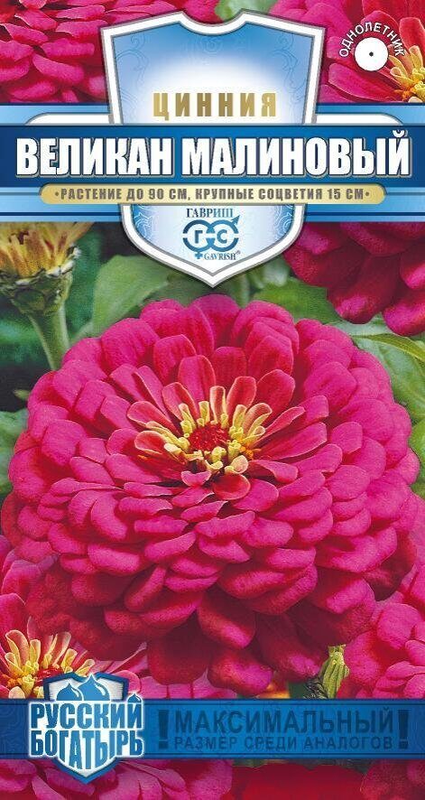 Цинния Великан малиновый Русский богатырь однолетник 0,3г (Гавриш)