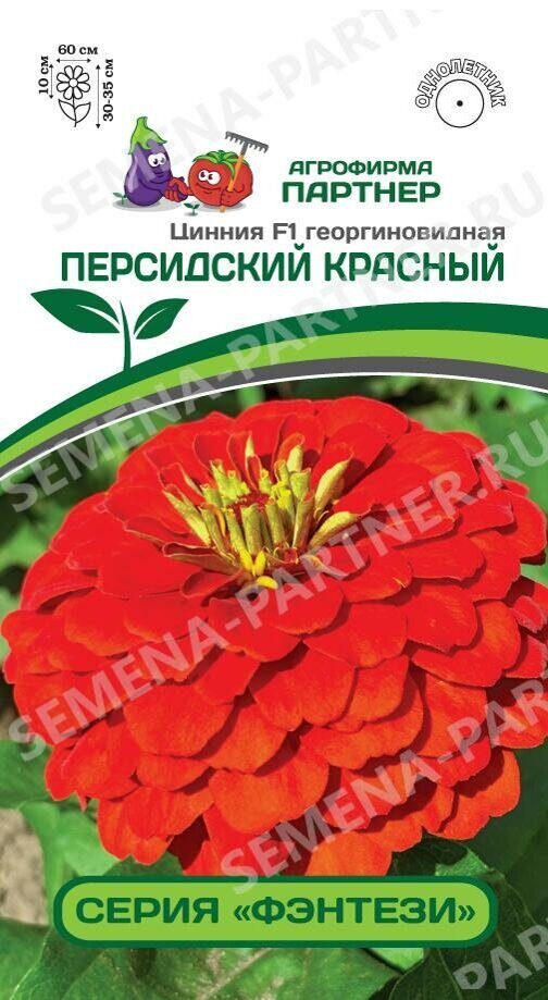 Цинния Персидский красный F1 Фэнтези однолетник 4шт (Партнер)