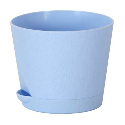 Горшок 0,4л голубой с поддоном (Интерм)(45шт)