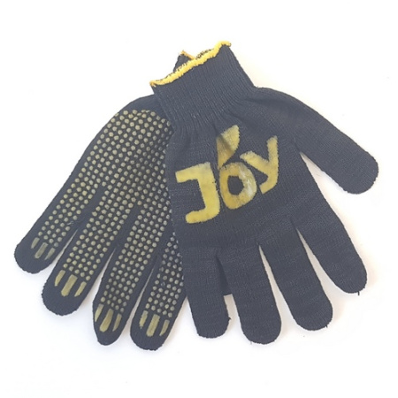 Перчатки х/б ПВХ Черные (JOY)(25шт) 